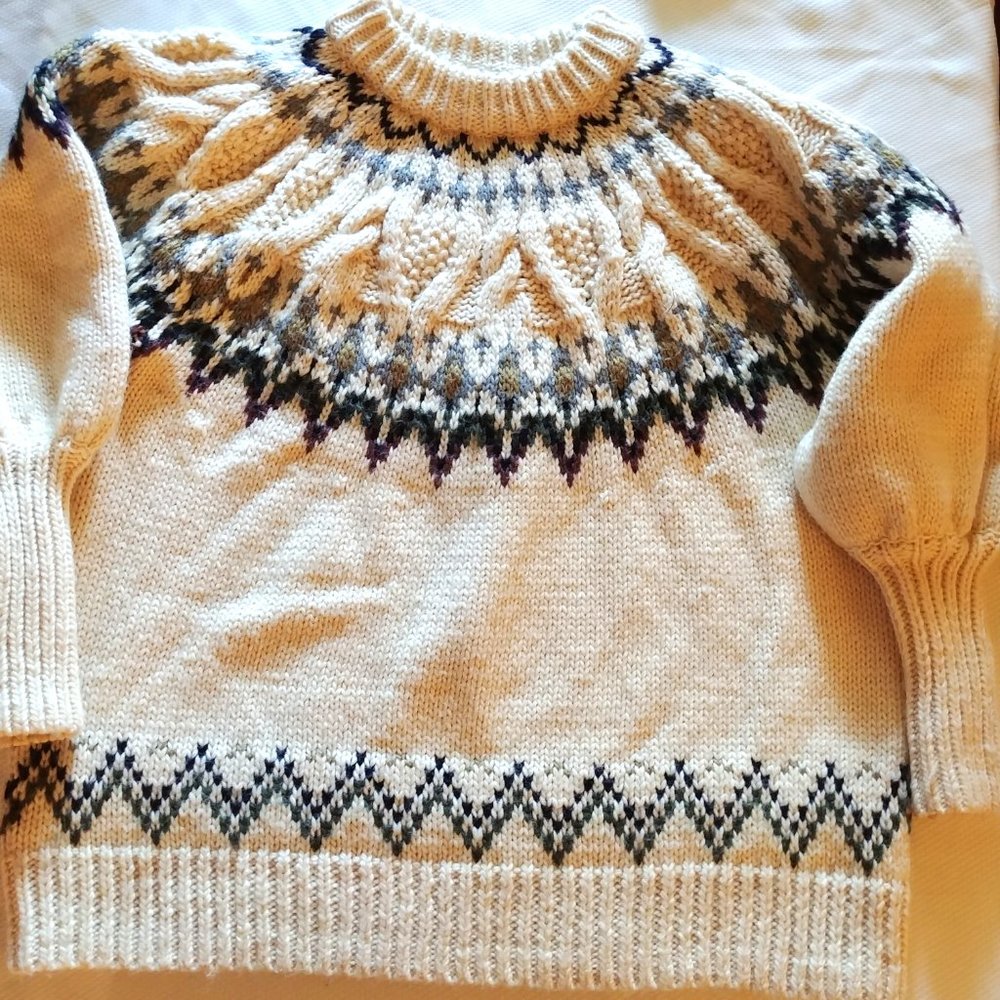 Zara Wool Blend Big Oversized Cream Sweater M Nordic Style - Jacquard - Nordic - Picture 3 of 6